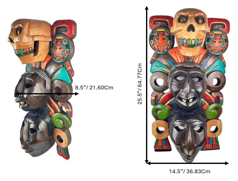 Wooden Mask, Aztec Culture, Mayan Culture, Mexican Art, Mayan Calendar, Aztec Calendar, Wood Craft, Handmade.