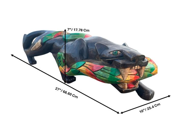 Jaguar, Mexican art, wood statue, handcrafted
