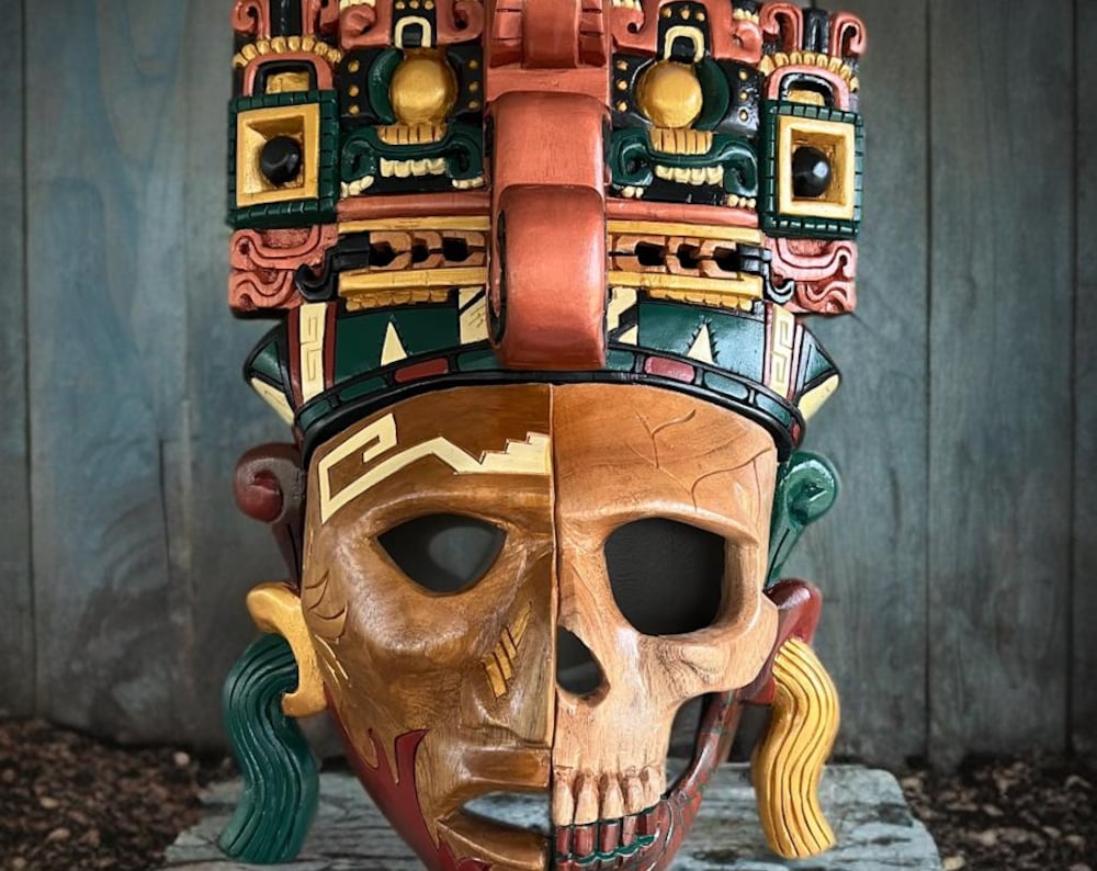 Chaac Carrier Mayan handcrafted wooden mask